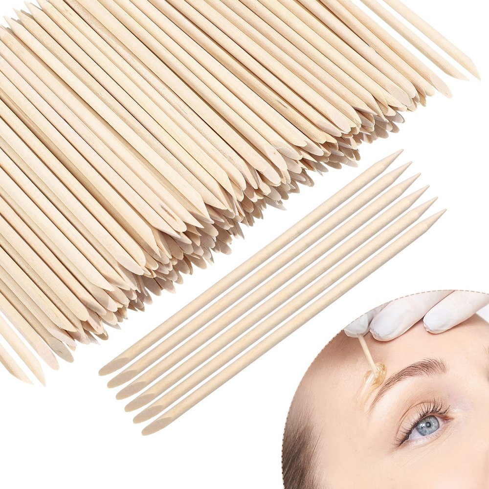 400 Pack Eye Brow Wooden Wax Sticks Mini Waxing Applicator Sticks Lip Nose Eyebrow Waxing Sticks Wood Craft Small Wax Applicator Facial Hair Wax Spatula for Home Spa Hair Removal and Smooth Skin Use