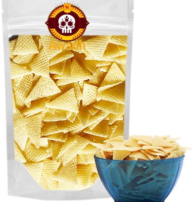 AWADH-3D Triangle Fryums Papad | 100 gm | Microwave, Air Fry Instant Vegan Snacks | Crunchy & Tasty Dry Samosa Chips | Papad | Fry Snack |