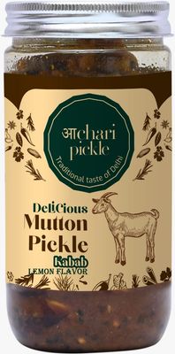 Achari Pickles Homemade Lemon Flavor Kabab Mutton Pickle (400 GM) Delhi/North Style- Unique Kabab Pickle(Non Veg Pickle)