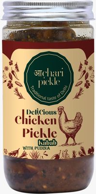 Achari Pickles Homemade Pudina Flavor Kabab Chicken Pickle (400 GM) Delhi/North Style-Unique Kabab Pickle(Non Veg Pickle)