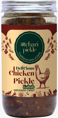 Achari Pickles Homemade Oregano Twist Kabab Chicken Pickle (400 GM) Delhi/North Style-Unique Kabab Pickle(Non Veg Pickle)