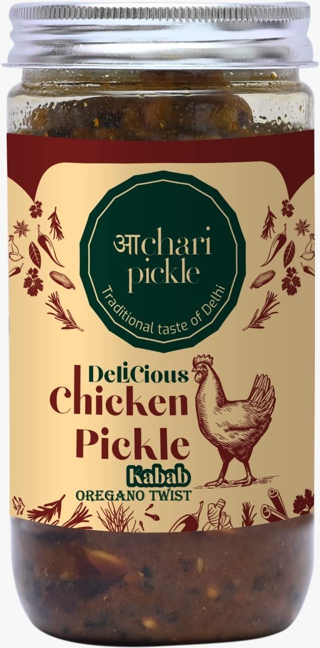 Achari Pickles Homemade Oregano Twist Kabab Chicken Pickle (400 GM) Delhi/North Style-Unique Kabab Pickle(Non Veg Pickle)