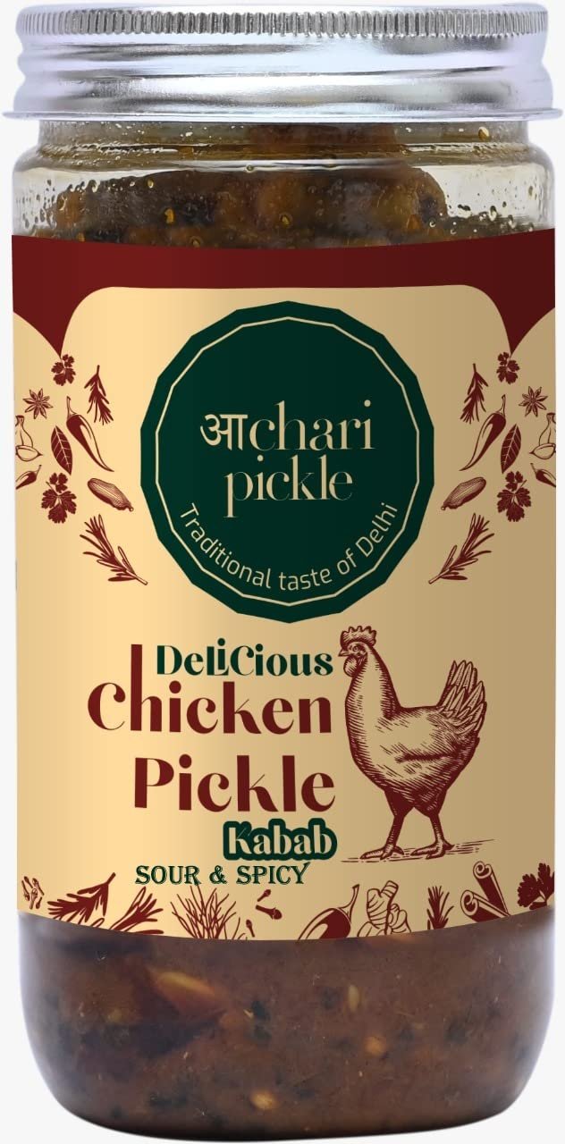 Achari Pickles Homemade Sour & Spicy Kabab Chicken Pickle (400 GM) Delhi/North Style- Unique Kabab Pickle(Non Veg Pickle)