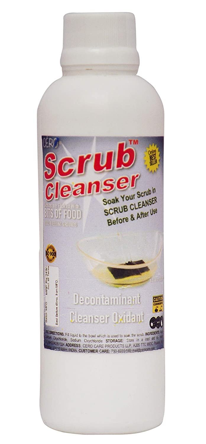 CERO Dish Scrub Decontaminant Cleanser for Scrub Pad | Sponge | Wipe | Steel Scrub (195ml)