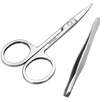 ayushicreationa Professional Stainless Steel Tweezers with Scissors for Women Eyebrow Eyelash Facial Grooming Beauty Tools Pack of 2