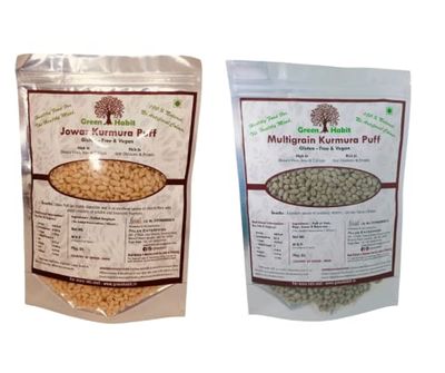 Greenhabit Jowar & Multi grain Kurumura Combo a.k.a Sorghum Puff & Gluten-free Multi-grain millet Puffs for Healthy Breakfast Snack Food (Puffed Jowari 200 grams & multi-grains 200 grams pack each)