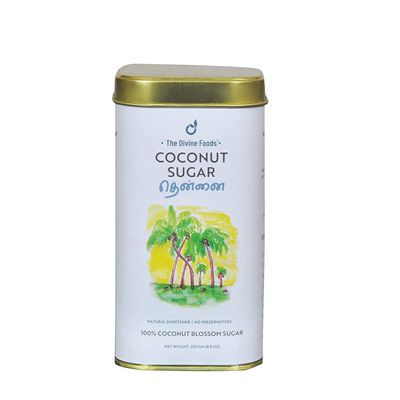 The Divine Foods | Organic Coconut Sugar | Natural Sweetener, Sugar Alternative | Unrefined | Sugar for Coffee, Tea & Recipes | Vegan | Organic | Non - GMO (250 gm)