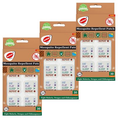 RunBugz Mosquito Repellent Patches For Kids - 30 Patches - Pack of 3 -with 12hr. Protection With Citronella, Lemongrass & Eucalyptus Oil Protects from Dengue, Malaria, Chikungunya