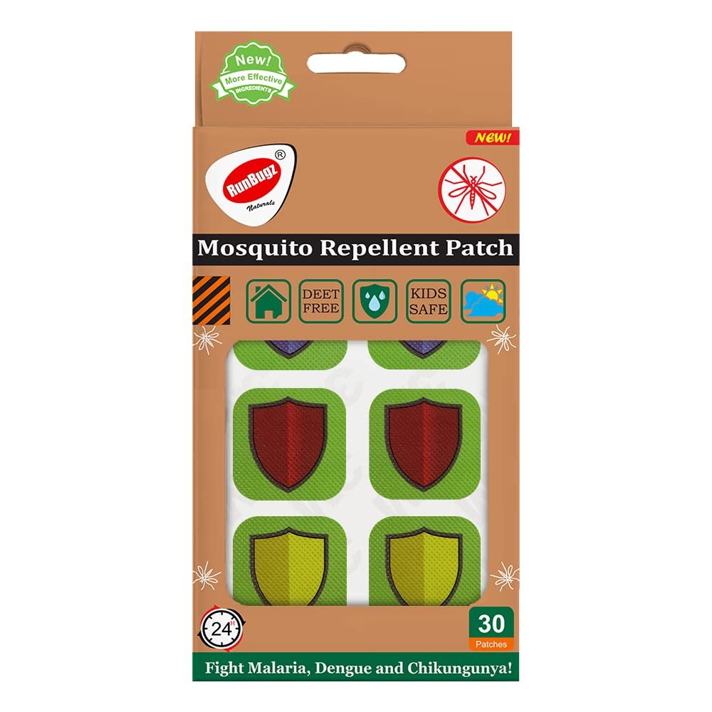 RunBugz Mosquito Repellent Patches For Kids - 30 Patches - Pack of 1 - Deet-Free - Waterproof - Natural