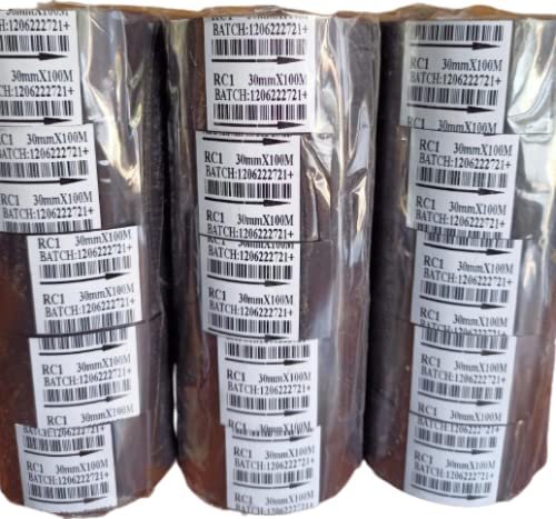 Alpha India Hot Foil Ribbon For Batch Coding Machine (30,MM x 100,Mtr BLACK) Pack of 5,Piece