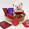 Angroos Lovely valentines day gift hampers with elegant Teddy, Chocolates, Couple pot, Cards view 1