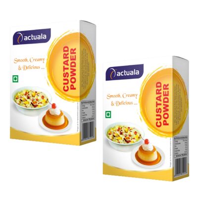 AACTUALA Custard Powder | Vanilla Flavor 200g (100g x Pack of 2) | Makes Smooth, Creamy & Delicious Custard | Ideal for Puddings, Fruit Salads & Desserts | Eggless, Easy to Prepare