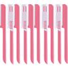 10 Pieces Eyebrow Razor for Women Facial Shaver Razor Brow Shaper Eyebrow Trimmer Dermaplaner Shaping Tool with Cover (Pink) view 1