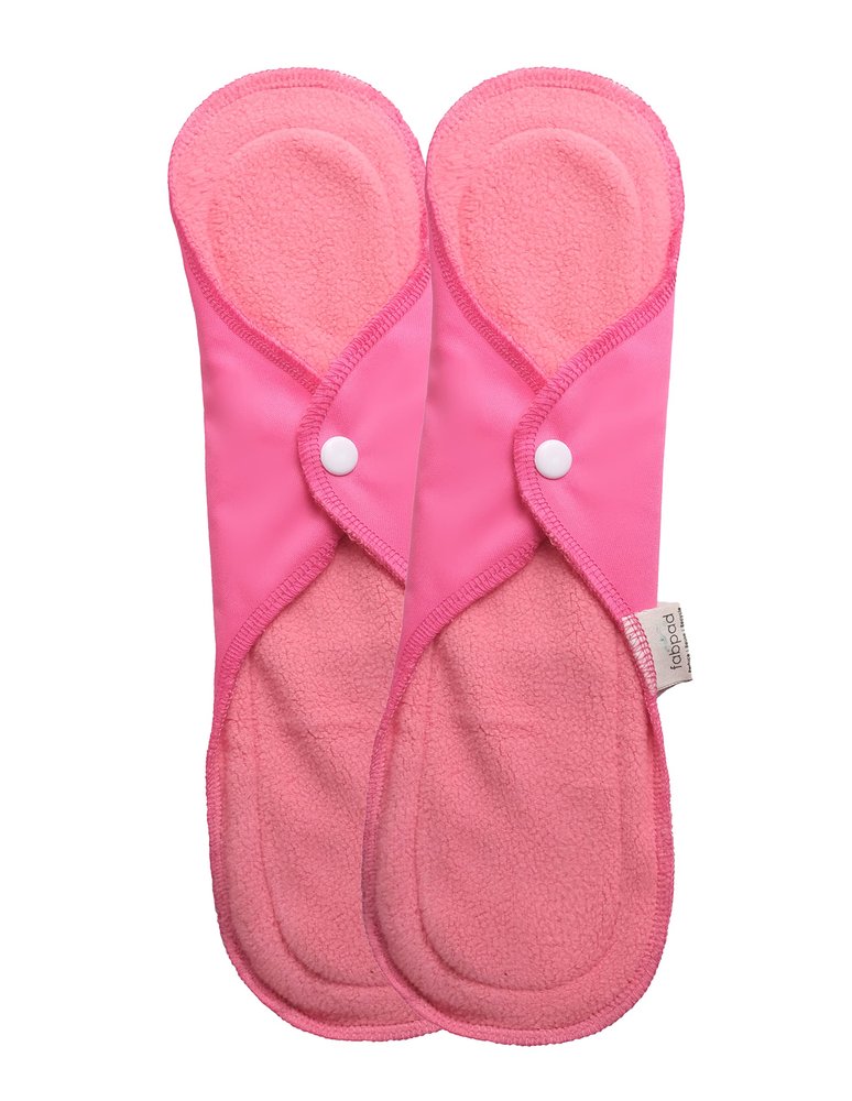 FabPad Reusable Washable Sanitary Cloth Pads Napkins Eco-Friendly Menstrual Hygiene Solutions (Pink, Pack of 2) (Maxi + Maxi Size)