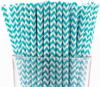 CHOCO DECOR Disposable Paper Striped Straws - Turquoise Colour (6 mm)- Pack of 100 Pcs view 1