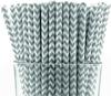 CHOCO DECOR Disposable Paper Striped Straws - Gray Chevron Colour (6 mm)- Pack of 100 Pcs view 1