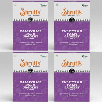 SHRUTI'S Palmyra Palm Jaggery Candy/Palm Sugar Crystals 100Grams Pack (Pack of 4 x 100 g)
