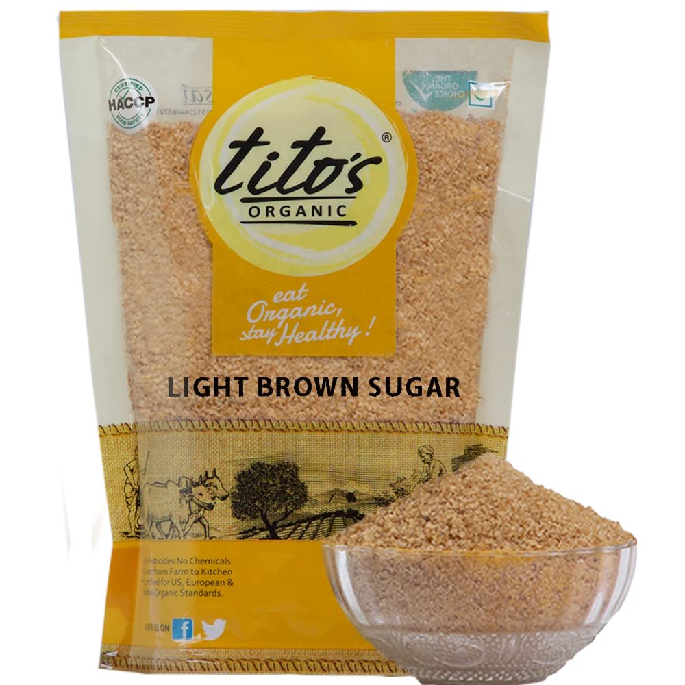 tito's ORGANIC Ligt Brown Sugar Natural & Refined Cane Sugar - Prime Quality 500gms (Pack of 3)