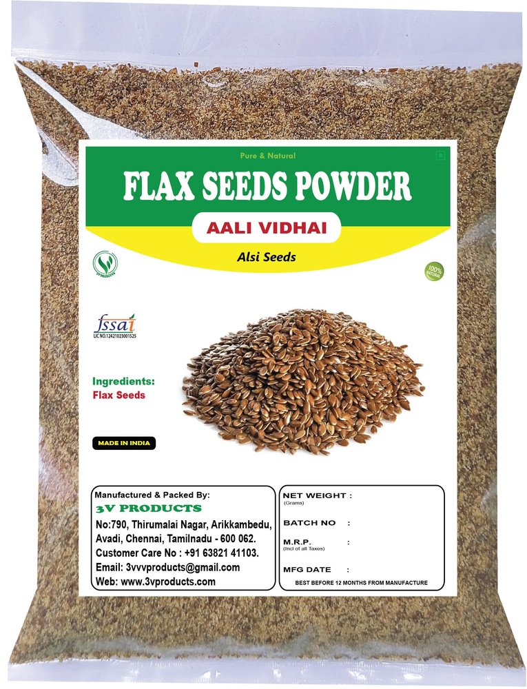 3V PRODUCTS: Flax Seeds Powder - Pack 2x50g - Aali Vidhai Powder | Alsi Seeds | Agase Beeja Seeds