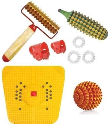 acs CUPRESSURE YELLOW MAT IV 2000 HAND ROLLER KERALA ROLL ACU BALL SUJOK RING COMBO KIT MULTICOLOUR BLOOD CIRCULATION