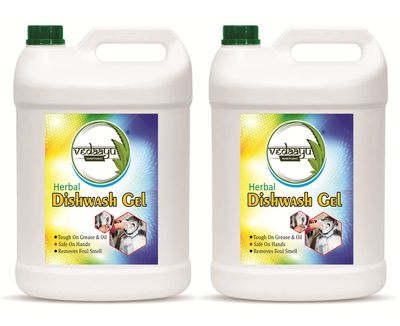 Vedaayu Dishwash Liquid Gel With Citrus Fragrance 5 Ltr, Natural & Organic Dish Wash Leaves No Residue, Grease Cleaner For All Utensils, Dishwashing Liquid 5 Liter Pack Of 2