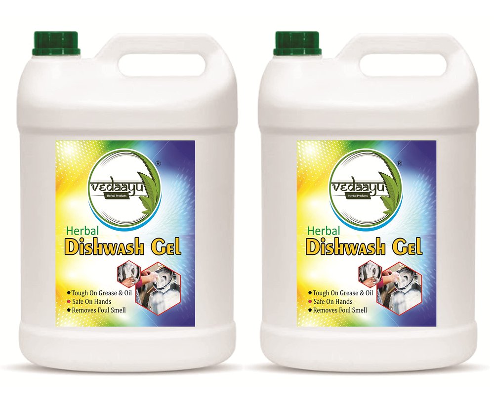 Vedaayu Dishwash Liquid Gel With Citrus Fragrance 5 Ltr, Natural & Organic Dish Wash Leaves No Residue, Grease Cleaner For All Utensils, Dishwashing Liquid 5 Liter Pack Of 2