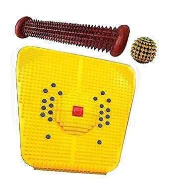 ACS accupressure mat for foot Pain Relief Acupressure Power Mat (Yellow) with Pyramids useful for Knee-Leg pain Sciatica Cramps Migraine