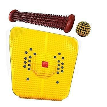 ACS accupressure mat for foot Pain Relief Acupressure Power Mat (Yellow) with Pyramids useful for Knee-Leg pain Sciatica Cramps Migraine