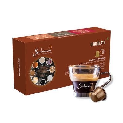 Bonhomia Chocolate Flavored Coffee Pods | Aluminum Coffee Capsules | Compatible with Most Brewers (Original Line Machines) | Premium AAA Grade Beans