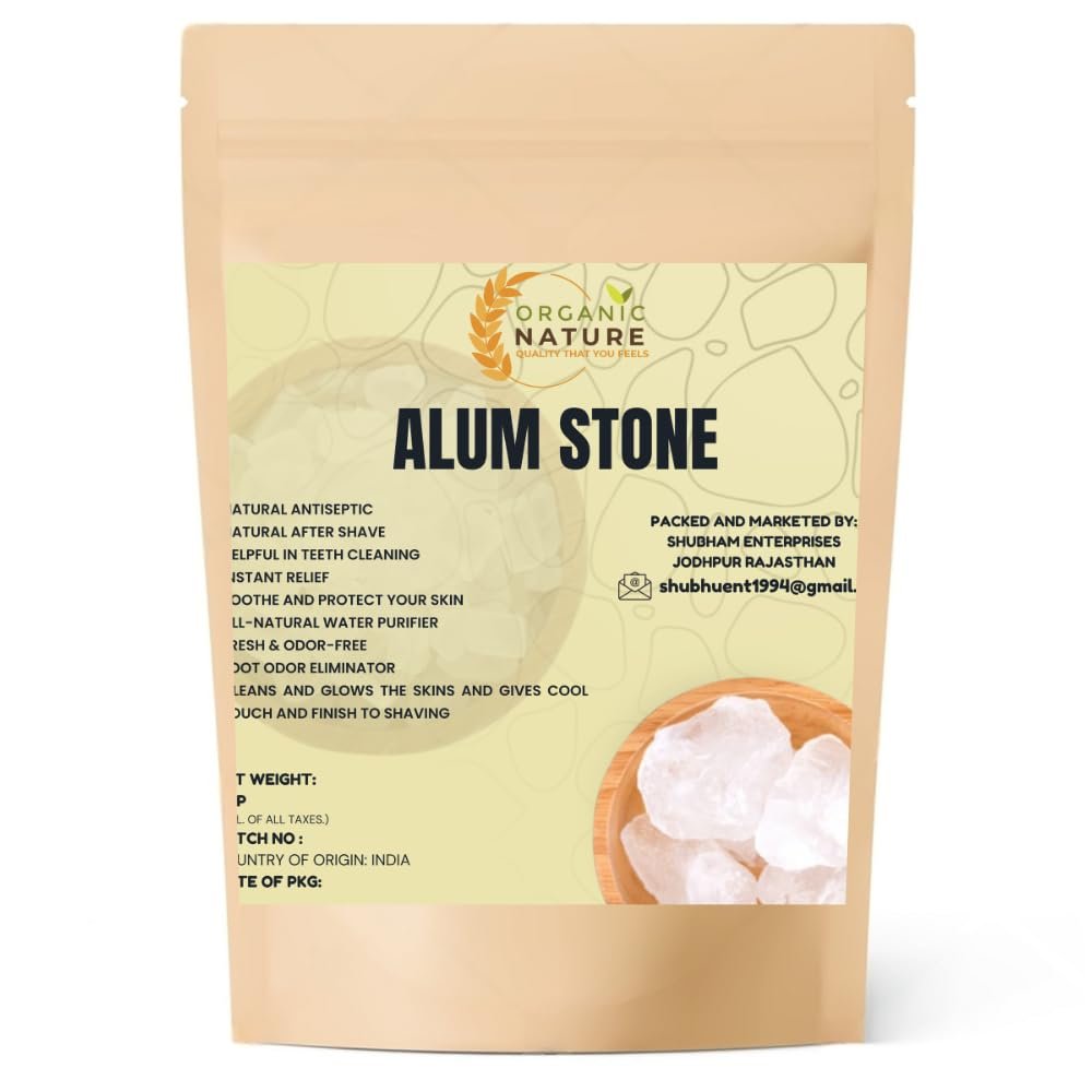 Organic Nature Alum Stone (Fitkari) 400 gm |Crystal White Stone| White Phitkari Stone Crystal