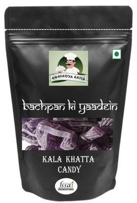 KHAVAIYYA KATTA'S (BACHPAN KI YAADEIN) KALA KHATTA Candy Bachpan ki KALA KHATTA Flavour Khatti Meethi & Chatpati Goli Just for Everyone.PACK OF 250GM