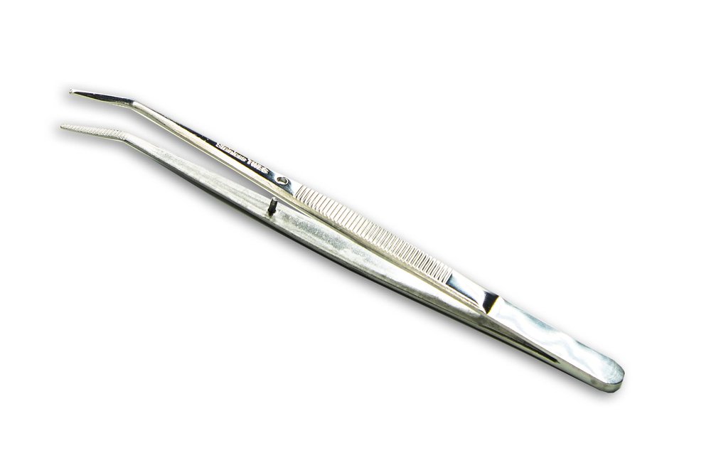 HURON Precision Tweezers, Curved FINE Point, 6 in