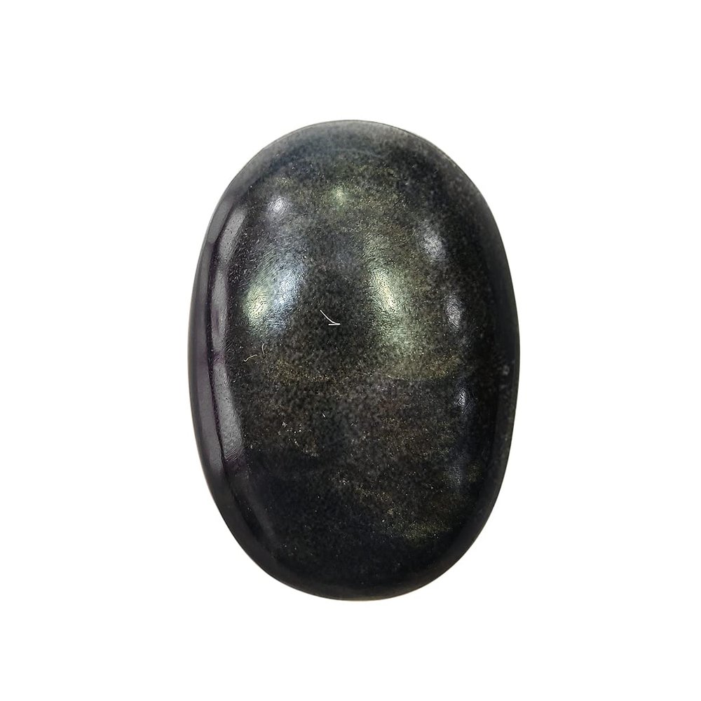 9Dzine Golden Sheen Obsidian Crystal Oval Palm Stone,Soap for Relaxation,Meditation and Crystal Healing Cabochons,Pack of 1