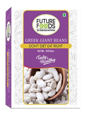 Future Foods Greek Gigante Beans 450 Gram|Double Butter Beans|Protein Rich|Good Source Of Soluble Fiber & Vitamin A|Sweet & Mild Taste|Meaty Texture|Gluten Free|Low In Fat Content