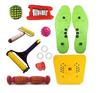 acs Acupressure Pyramidal Cuts Massager Tools Kit Combo with Full Body Power Roller, Acupressure Shoe Sole and Foot Mat (Multicolour) view 1
