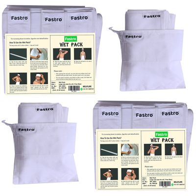 Fastro Wet Pack Cotton Patti Satvik Movement For Home Use Detox by Naturopathy Additional Carry Bag With Instruction Pack of 2
