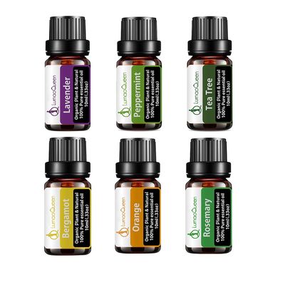 6 Piece Aromatherapy 10ml Each Essential Oil Set Organic 100% Pure Essential Oil Kit for Spa-massage diffusers cosmetic candle making 10ML Each