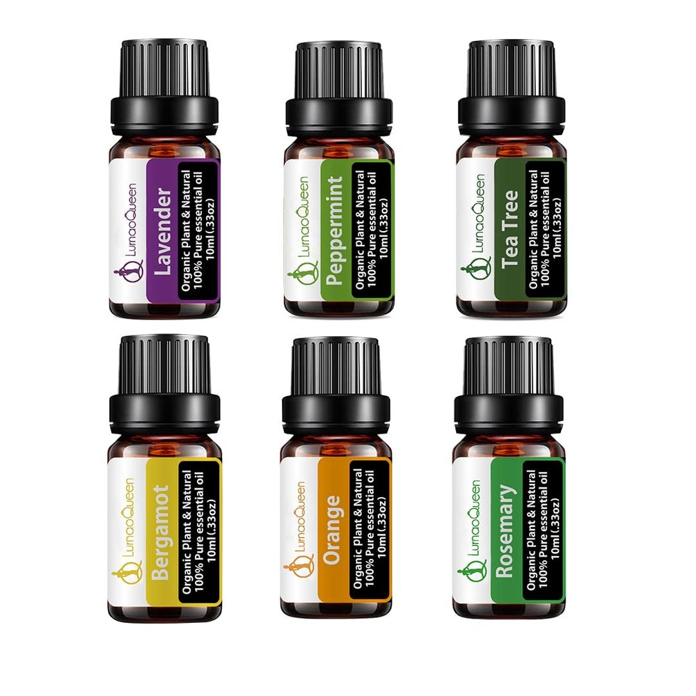 6 Piece Aromatherapy 10ml Each Essential Oil Set Organic 100% Pure Essential Oil Kit for Spa-massage diffusers cosmetic candle making 10ML Each