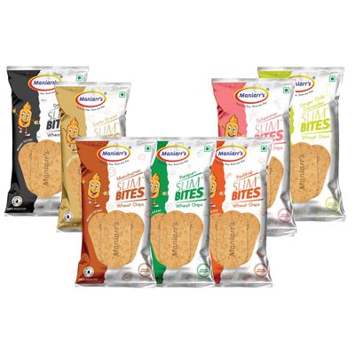 Maniarr's Plain Slim Bites Khakhra Street Food 7 Flavors (Combo Pack of 8), 420 Grams Wheat Khakhara, Healthy & Crispy, 100% Natural Ingredient, Low Carb Snack