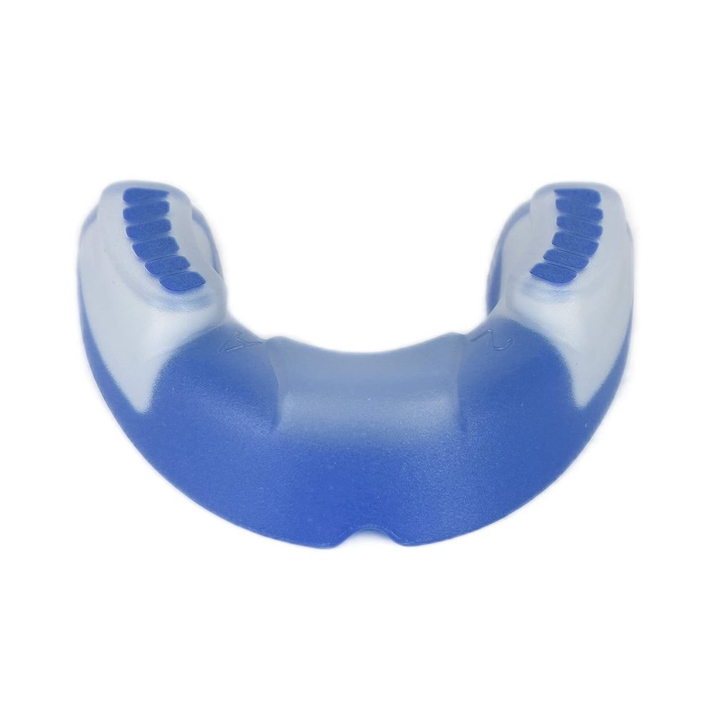Mouth Guard, Fix Teeth Non Toxic Mouth Guard Protect Cheeks Protect Tongue Outer Shock Absorbing Frame EVA Athletic Mouth Guards for Boxing for Football(Blue and white)