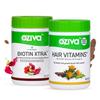 OZiva Hair Vitamins Capsules with Biotin & DHT Blocker for Hair Growth & Hair Fall Control, 60 Capsules + Plant Based Biotin Xtra with Keratin Builder for Hair Repair, 60 cap (Combo Pack) view 1