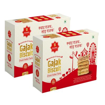 SAHU GAJAK BHANDAR Gajjak 800g | 2 x 400g Packs | Gajak Sweets | Sesame Chikki | Gachak | Gud Ki Gazak | No Preservatives or Colors | No Liquid Glucose | Made with Cow Ghee