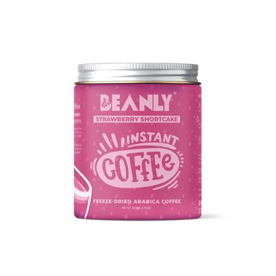 Beanly Instant Coffee (Strawberry Shortcake Flavour) | Freeze Dried Coffee | Espresso, Latte, Cappucino | Hot & Cold Coffee | 100% Arabica Freeze Dried Beans | 50g