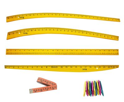 NVR Tailoring wooden Scales (4-shape) Combo, Hip Curve, Leg Curve, Straight, Arm curve, Chalk, Measuring Tape and 10 piece of chalk
