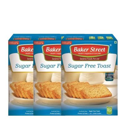 Baker Street Sugar Free Rusk Toast 200g (Pack of 3)