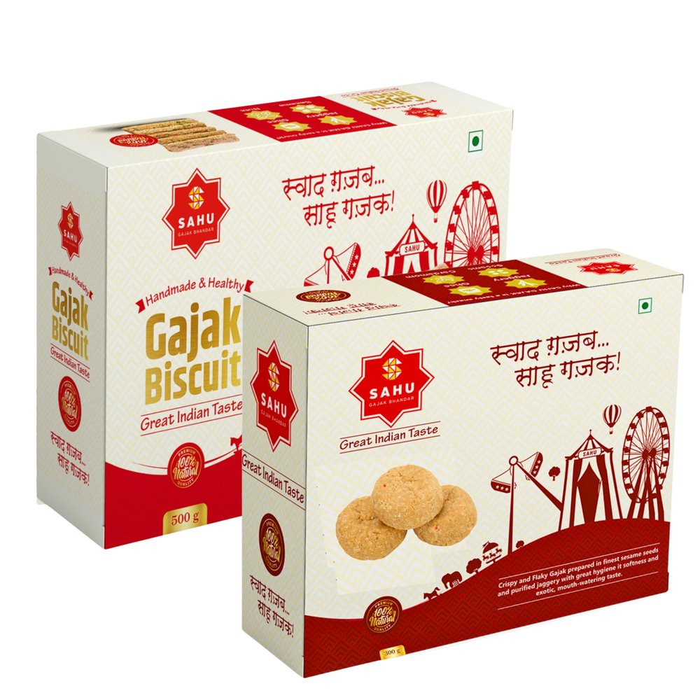 SAHU GAJAK BHANDAR Gajjak Biscuit and Kutema Gajak Combo 800 Gram (500g Gajjak & 300g Tilkut