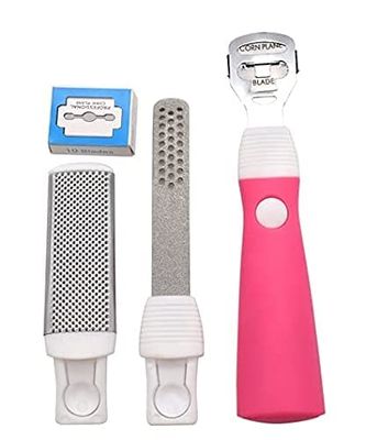 RED SQUARE Foot File Callus Remover Cuticle Foot Care Pedicure Dead Skin Callus Shaver Corn Cuticle Hard Skin Exfoliating Scraping Remover Rasp Knife Spa Corn Cutter (Pink Set)