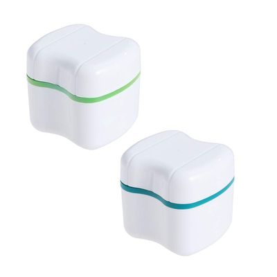 Denture Box False Teeth Case Denture Cup Cleaning Soaking Cup 2pcs Mouth Guard Night Gum Retainer Container Home Travel Green