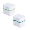 Denture Box False Teeth Case Denture Cup Cleaning Soaking Cup 2pcs Mouth Guard Night Gum Retainer Container Home Travel Green view 1