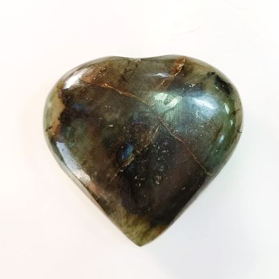 9Dzine Labradorite Crystal Heart 60-80 Gm | Labradorite Crystal Puffy Heart for Showpieces Decorative Items, Gift for Women